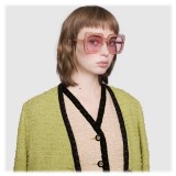 Gucci - Square Acetate Sunglasses with Crystals - Light Pink - Gucci Eyewear