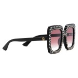 Gucci - Occhiali da Sole Quadrati Oversize con Cristalli - Nero - Gucci Eyewear