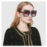 Gucci - Occhiali da Sole Quadrati Oversize con Cristalli - Nero - Gucci Eyewear