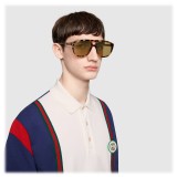 Gucci - Aviator Sunglassed with Web Enamel - Turtle - Gucci Eyewear