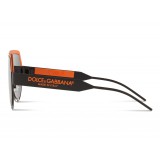 Dolce & Gabbana - Occhiale da Sole a Maschera DG Logo - Nero Arancione - Dolce & Gabbana Eyewear