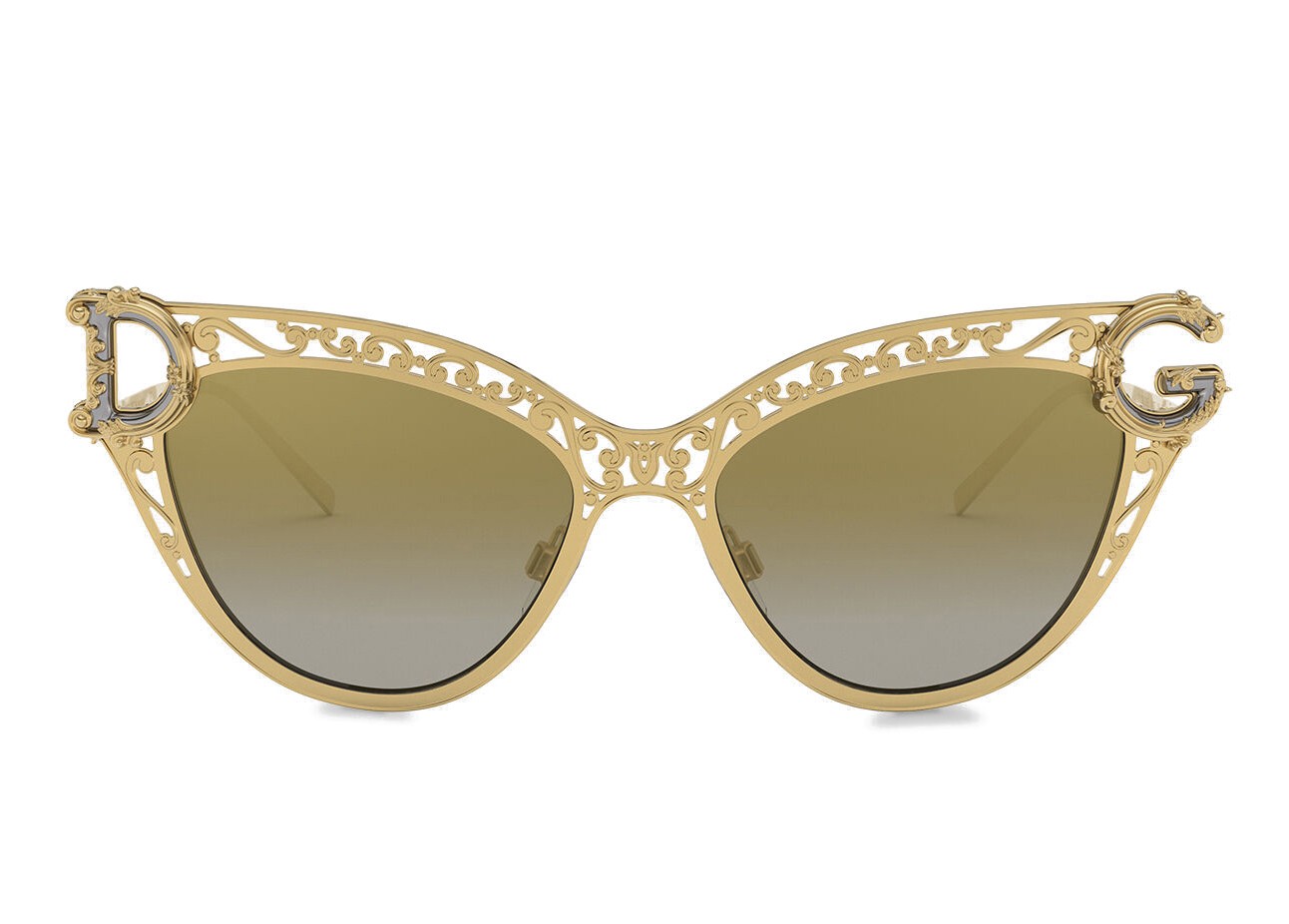 Dolce & Gabbana - Cat Eye Sunglasses Devotion - Gold Barocco - Dolce & Gabbana  Eyewear - Avvenice