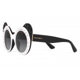Dolce & Gabbana - Round Sunglasses DG Fashion Panda - Black and White with Strass - Dolce & Gabbana Eyewear