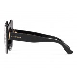 Dolce & Gabbana - Occhiale da Sole Rotondi DG Fashion Panda - Nero e Bianco con Strass - Dolce & Gabbana Eyewear