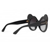 Dolce & Gabbana - Round Sunglasses DG Fashion Panda - Black and White with Strass - Dolce & Gabbana Eyewear