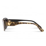 Dolce & Gabbana - Cat Eye Devotion Sunglasses - Damasco Glitter Black - Dolce & Gabbana Eyewear