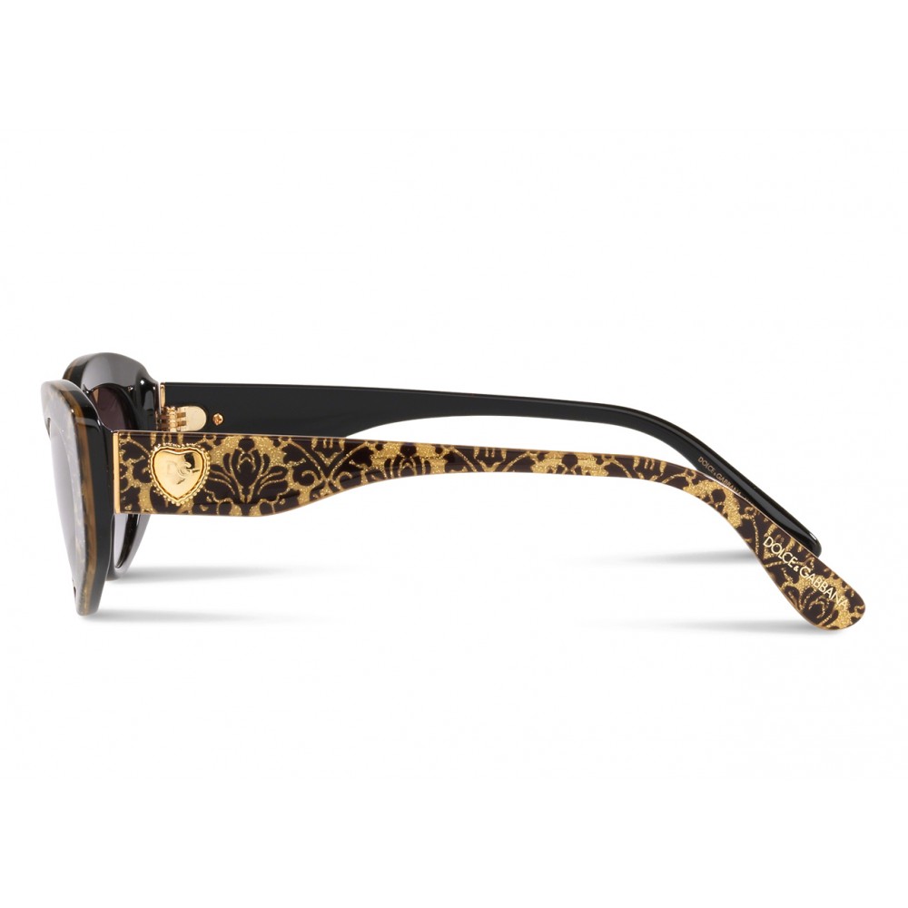 Dolce & Gabbana - Cat Eye Devotion Sunglasses - Damasco Glitter Black -  Dolce & Gabbana Eyewear - Avvenice