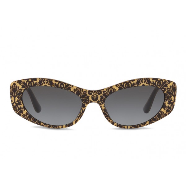 Dolce & Gabbana - Cat Eye Devotion Sunglasses - Damasco Glitter Black - Dolce & Gabbana Eyewear