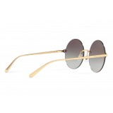 Dolce & Gabbana - Round Sunglasses Plaque Logo - Black Gold - Dolce & Gabbana Eyewear