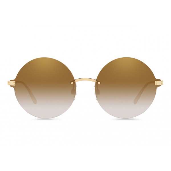 Dolce & Gabbana - Occhiale da Sole Rotondi Plaque Logo - Oro - Dolce & Gabbana Eyewear