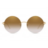 Dolce & Gabbana - Occhiale da Sole Rotondi Plaque Logo - Oro - Dolce & Gabbana Eyewear