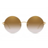 Dolce & Gabbana - Round Sunglasses Plaque Logo - Gold - Dolce & Gabbana Eyewear