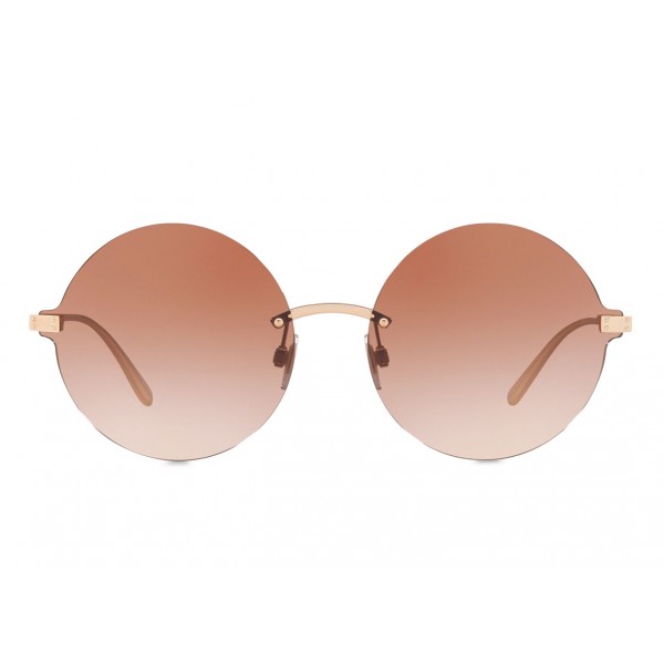 Dolce & Gabbana - Round Sunglasses Plaque Logo - Rose Gold - Dolce & Gabbana Eyewear