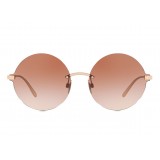 Dolce & Gabbana - Occhiale da Sole Rotondi Plaque Logo - Oro Rosa - Dolce & Gabbana Eyewear