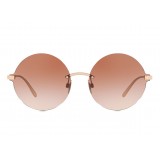 Dolce & Gabbana - Round Sunglasses Plaque Logo - Rose Gold - Dolce & Gabbana Eyewear