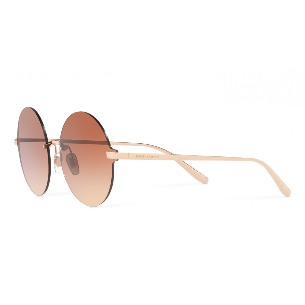 Dolce & Gabbana - Round Sunglasses Plaque Logo - Rose Gold - Dolce ...