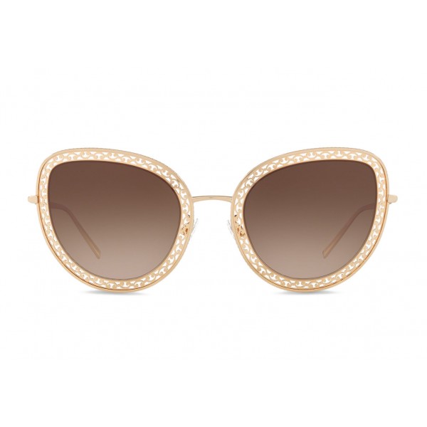 Dolce & Gabbana - Cat Eye Devotion Sunglasses with Lace - Gold - Dolce & Gabbana Eyewear