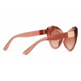Dolce & Gabbana - Occhiale da Sole Cat Eye Stones & Logo Plaque - Rosa Specchiato - Dolce & Gabbana Eyewear