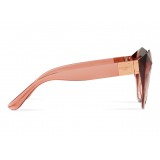 Dolce & Gabbana - Cat Eye Sunglasses Stones & Logo Plaque - Pink Mirror - Dolce & Gabbana Eyewear