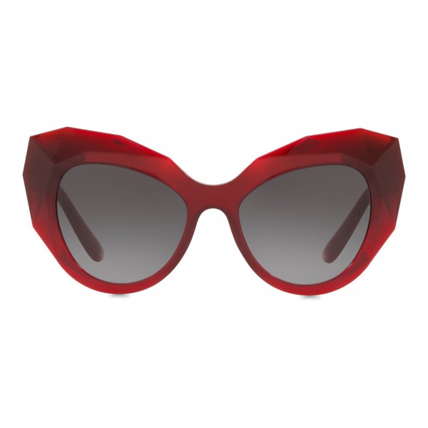 Dolce & Gabbana - Occhiale da Sole Cat Eye Stones & Logo Plaque - Rosso - Dolce & Gabbana Eyewear