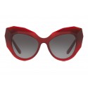 Dolce & Gabbana - Occhiale da Sole Cat Eye Stones & Logo Plaque - Rosso - Dolce & Gabbana Eyewear