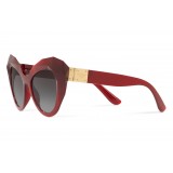 Dolce & Gabbana - Occhiale da Sole Cat Eye Stones & Logo Plaque - Rosso - Dolce & Gabbana Eyewear