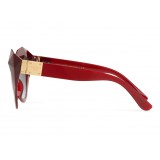 Dolce & Gabbana - Occhiale da Sole Cat Eye Stones & Logo Plaque - Rosso - Dolce & Gabbana Eyewear