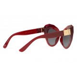 Dolce & Gabbana - Occhiale da Sole Cat Eye Stones & Logo Plaque - Rosso - Dolce & Gabbana Eyewear