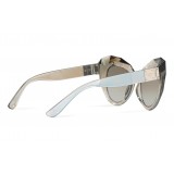 Dolce & Gabbana - Occhiale da Sole Cat Eye Stones & Logo Plaque - Argento Specchiato High - Dolce & Gabbana Eyewear