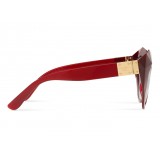 Dolce & Gabbana - Occhiale da Sole Cat Eye Stones & Logo Plaque - Rosso - Dolce & Gabbana Eyewear