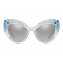 Dolce & Gabbana - Cat Eye Sunglasses Stones & Logo Plaque - Silver Mirror High - Dolce & Gabbana Eyewear
