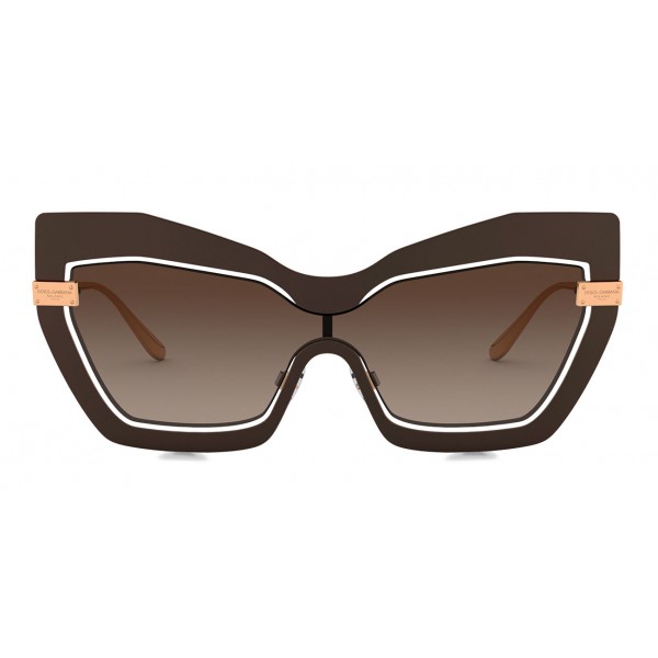 Dolce & Gabbana - Mask Sunglasses Plaque Logo - Matt Brown - Dolce & Gabbana Eyewear