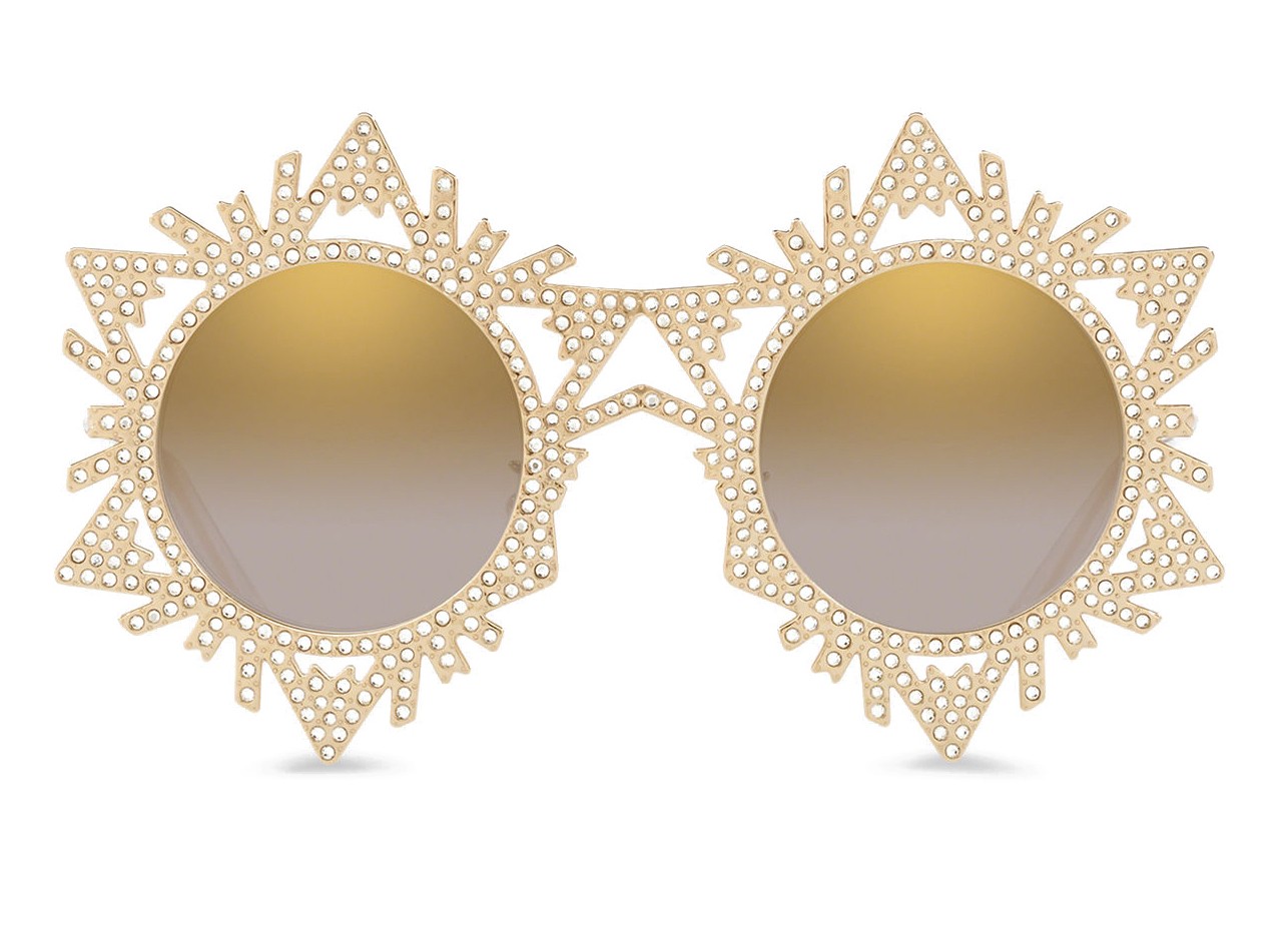 Dolce & Gabbana - Round Sunglasses with DG Star - Gold - Dolce & Gabbana  Eyewear - Avvenice