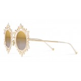 Dolce & Gabbana - Round Sunglasses with DG Star - Gold - Dolce & Gabbana Eyewear