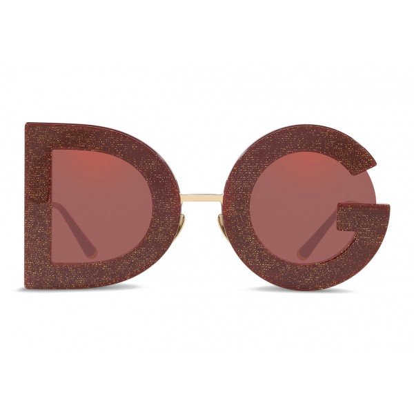 Dolce & Gabbana - DG Glitter Sunglasses - Bordeaux & Gold - Dolce & Gabbana Eyewear