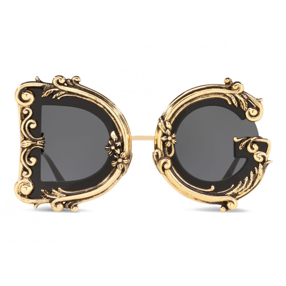 Dolce & Gabbana - Devotion Sunglasses - Black & Gold - Dolce & Gabbana
