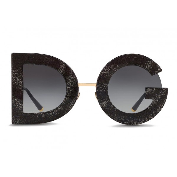 Dolce & Gabbana - DG Glitter Sunglasses - Black & Gold - Dolce & Gabbana Eyewear