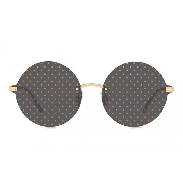 Dolce & Gabbana - Round Sunglasses Plaque Logo - Gold - Dolce & Gabbana  Eyewear - Avvenice