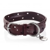B Wilde Collection - Set Domino - Bordeaux - Collar & Leash - Domino Collection - Leather Collar - High Quality Luxury