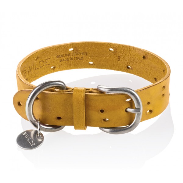 B Wilde Collection - Set Domino - Tuscany Yellow - Collar & Leash - Domino Collection - Leather Collar - High Quality Luxury