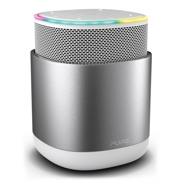 Pure - DiscovR - Silver - Portable Smart Speaker - Alexa Built-In, Enhanced Music Discovery - High Quality Digital Radio