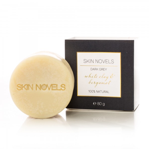 Skin Novels - Dark Grey - Natural Soap with Bergamot and White Clay - 100 % Natural Handmade Soap