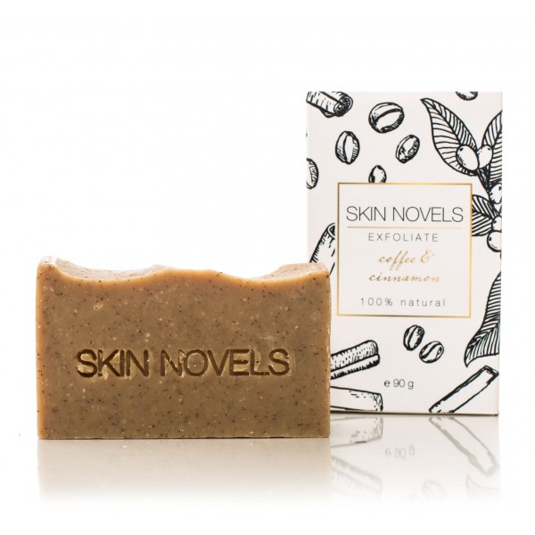 Skin Novels - Exfoliate - Natural Soap with Coffee & Cinnamon - 100 % Natural Handmade Soap
