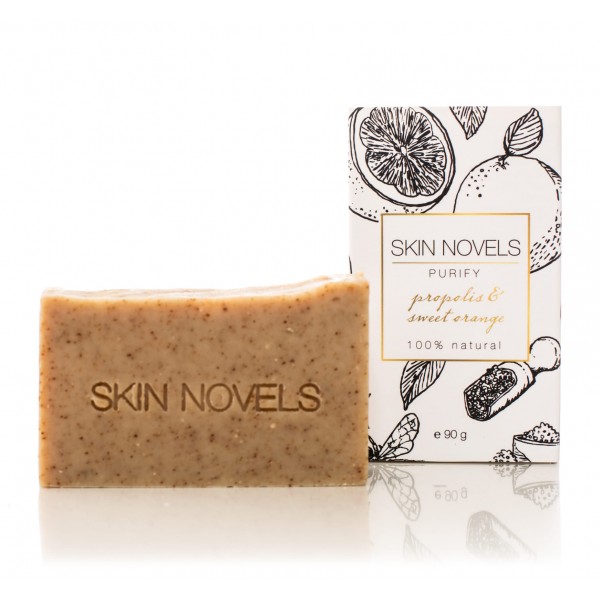Skin Novels - Purify - Sapone Naturale con Propoli e Arancia Dolce - Sapone Naturale al 100 % Realizzato a Mano