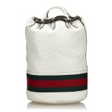 Gucci Vintage - Guccissima Web Aquariva Backpack - Bianco Rosso - Zaino in Pelle - Alta Qualità Luxury
