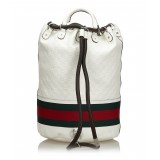 Gucci Vintage - Guccissima Web Aquariva Backpack - Bianco Rosso - Zaino in Pelle - Alta Qualità Luxury