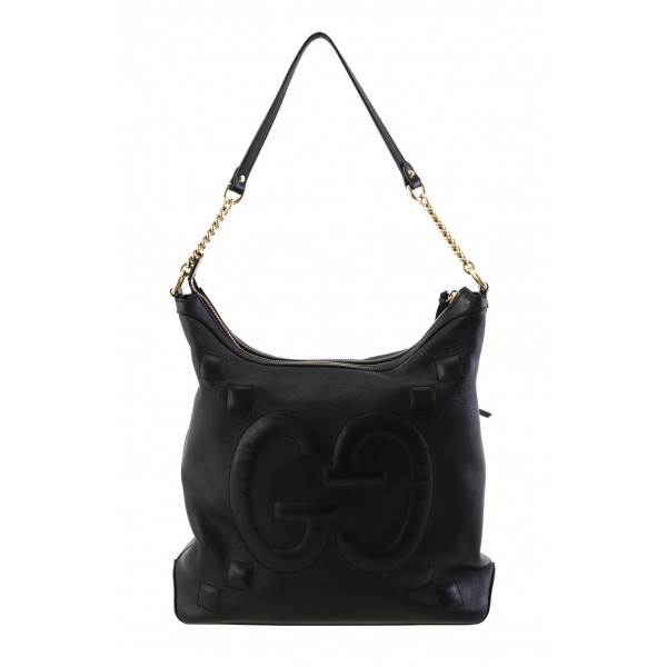Gucci Vintage - GG Embossed Apollo Leather Shoulder Bag - Black - Leather Handbag - Luxury High Quality
