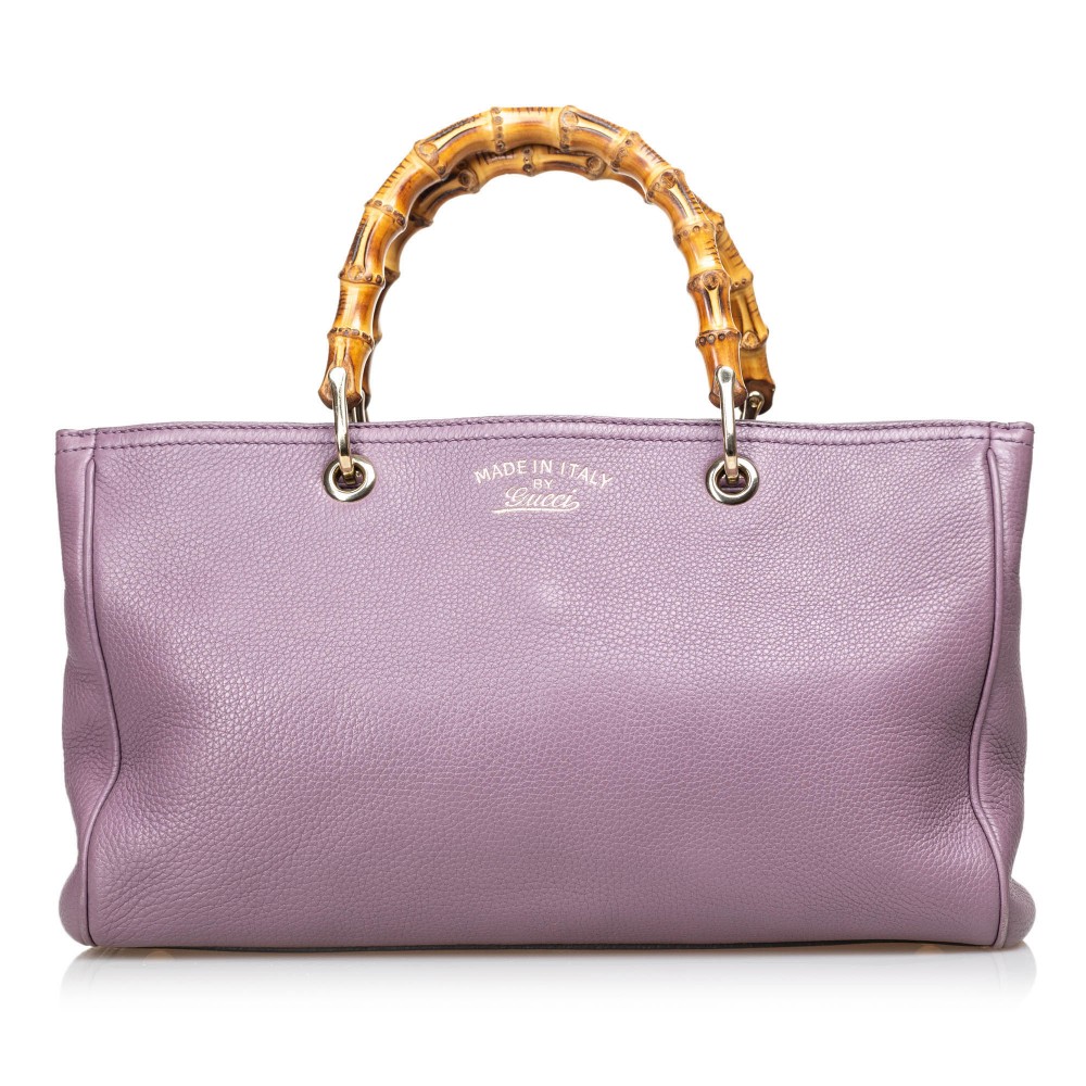 Gucci Vintage - Bamboo Leather Shopper Bag - Purple - Leather