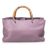 Gucci Vintage - Bamboo Leather Shopper Bag - Purple - Leather Handbag - Luxury High Quality