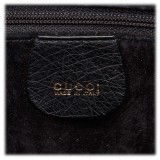 Gucci Vintage - Ostrich Bamboo Satchel Bag - Black - Leather Handbag - Luxury High Quality